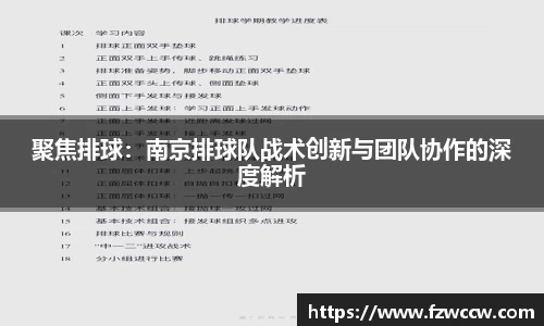 聚焦排球：南京排球队战术创新与团队协作的深度解析