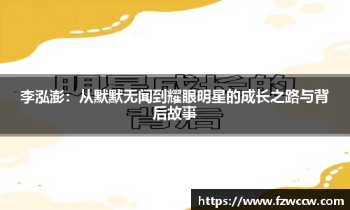 李泓澎：从默默无闻到耀眼明星的成长之路与背后故事